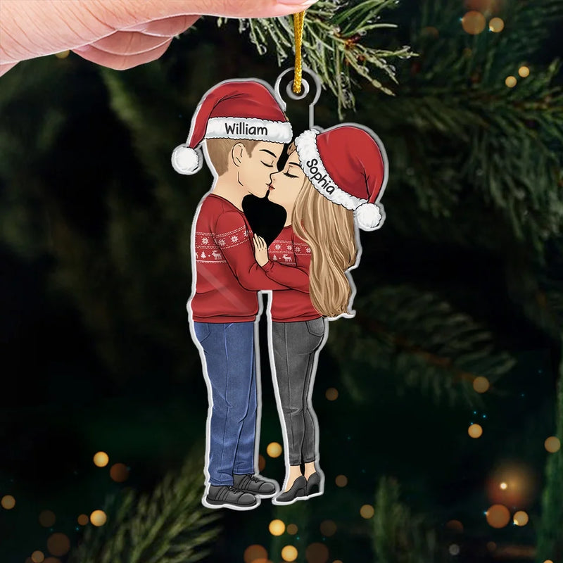 Kisses Are The Best Christmas Gift - Couple Personalized Custom Ornament - Acrylic Custom Shaped - Christmas Gift For Husband Wife, Anniversary