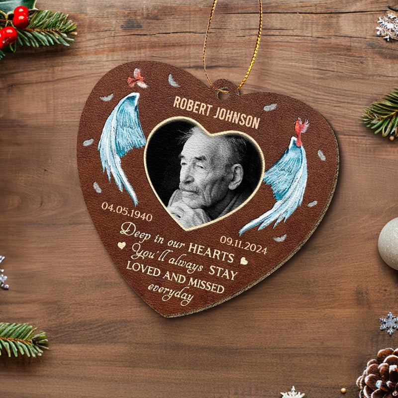 Custom Photo Love Is A Light That Never Dims - Memorial Personalized Custom Leather Ornament - Sympathy Gift, Christmas Gift For Family Members