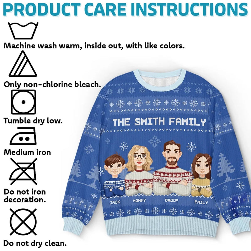 Lights Fill The Streets Spreading So Much Cheer - Family Personalized Custom Ugly Sweatshirt - Unisex Wool Jumper - Christmas Gift For Family Members