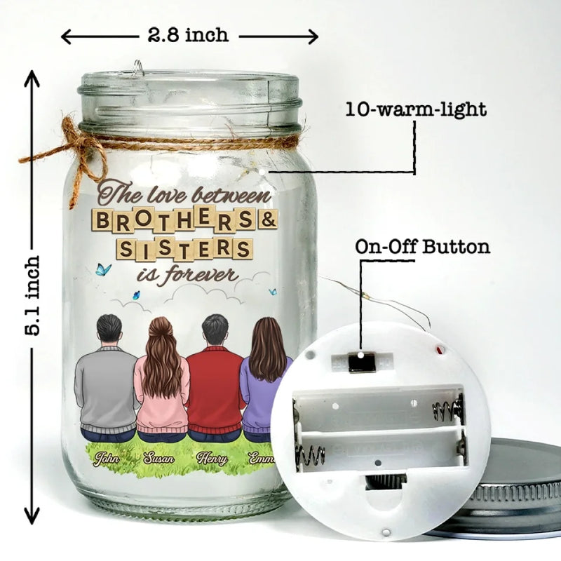 Brothers And Sisters Are As Close As Hands And Feet - Family Personalized Custom Mason Jar Light - Gift For Siblings, Brothers, Sisters
