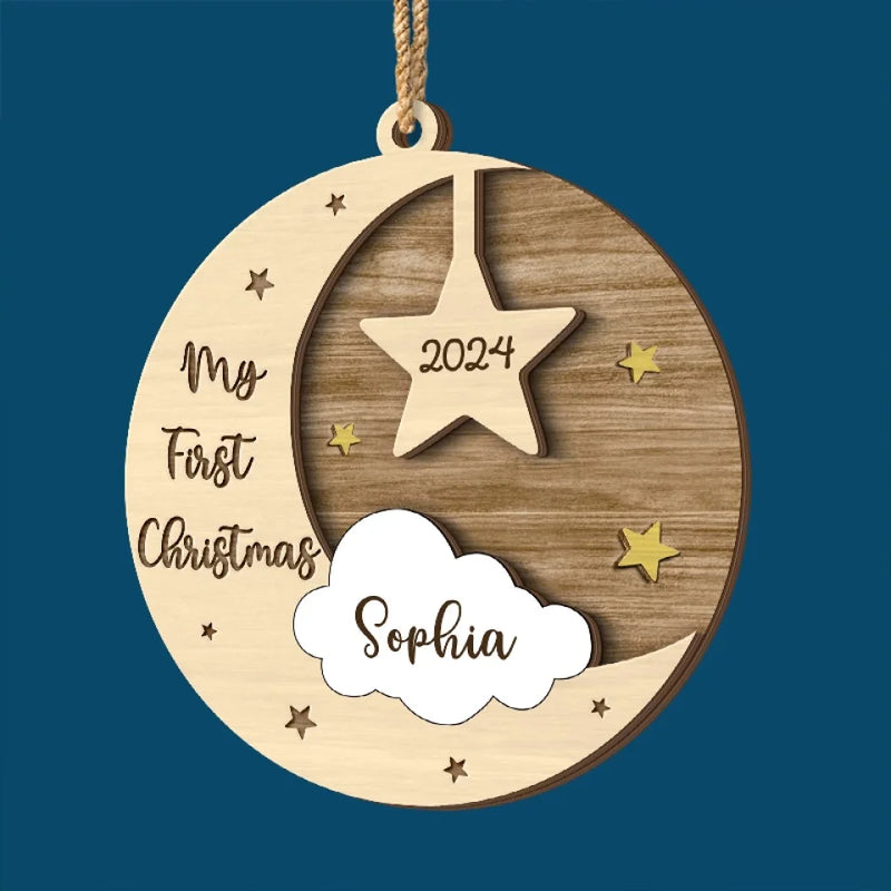 Our Christmas Joy Has A New Heartbeat - Family Personalized Custom Shaped 2 Layered Wood Christmas Ornament - Christmas Gift For Baby Kids, Newborn Baby