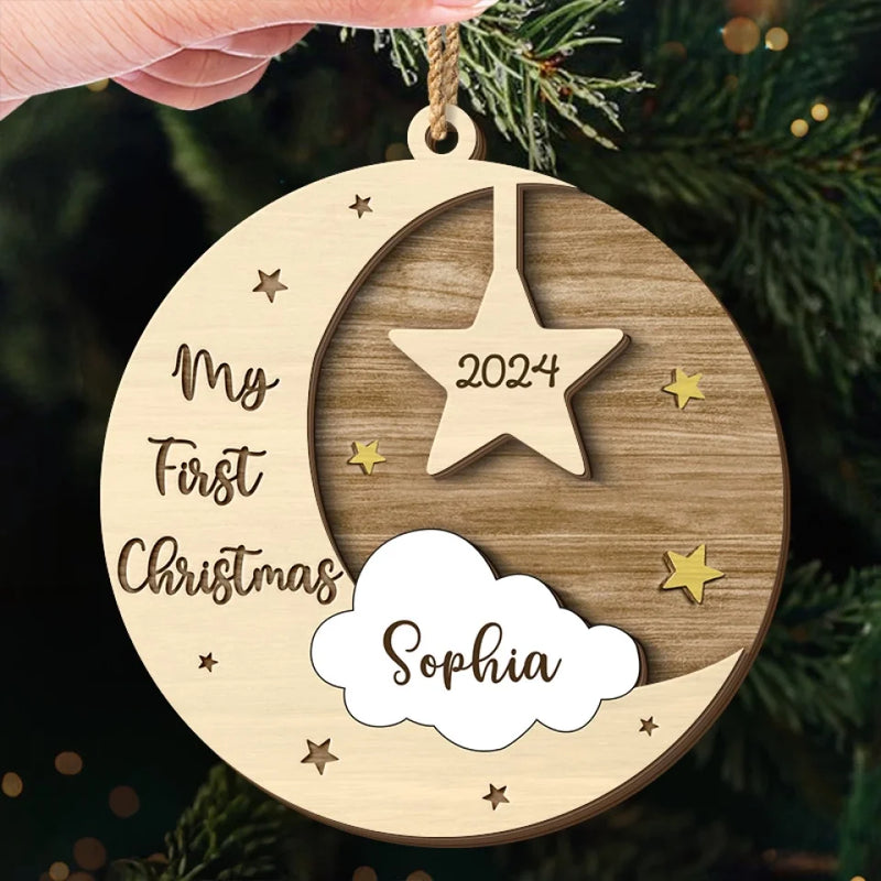 Our Christmas Joy Has A New Heartbeat - Family Personalized Custom Shaped 2 Layered Wood Christmas Ornament - Christmas Gift For Baby Kids, Newborn Baby