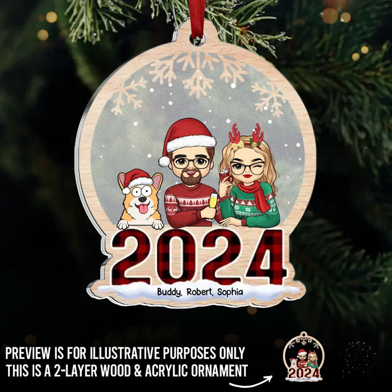 Together Is A Wonderful Place To Be During The Holidays - Dog & Cat Personalized Custom Wood & Acrylic Ornament - Christmas Gift For Husband Wife, Pet Owners, Pet Lovers