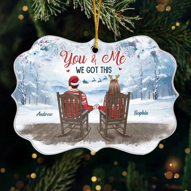 Walking In A Winter Wonderland, Hand In Hand - Couple Personalized Custom Ornament - Acrylic Benelux Shaped - Christmas Gift For Husband Wife, Anniversary