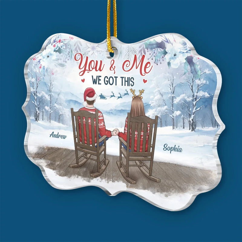 Walking In A Winter Wonderland, Hand In Hand - Couple Personalized Custom Ornament - Acrylic Benelux Shaped - Christmas Gift For Husband Wife, Anniversary