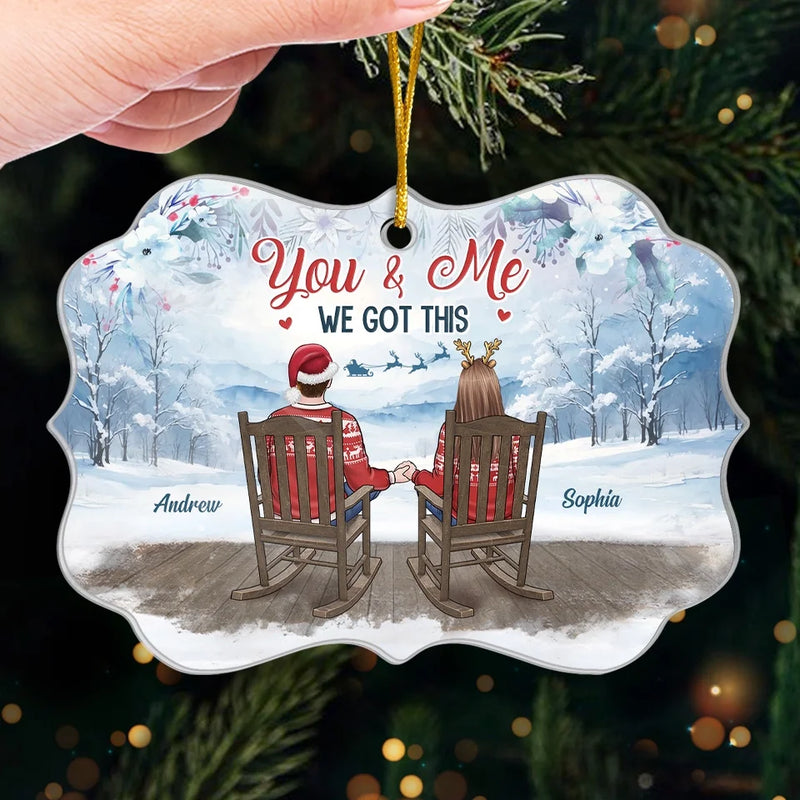 Walking In A Winter Wonderland, Hand In Hand - Couple Personalized Custom Ornament - Acrylic Benelux Shaped - Christmas Gift For Husband Wife, Anniversary