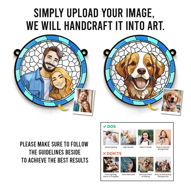 Custom Photo Love You More Every Day - Couple Personalized Window Hanging Suncatcher Ornament - Gift For Husband Wife, Anniversary