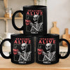 Feeling Fabulous, Down To The Bone - Family Personalized Custom Black Mug - Halloween Gift For Family Members