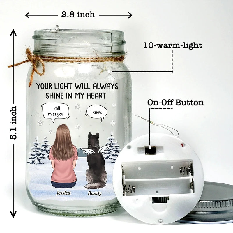 Your Purrs Echo In My Memories - Memorial Personalized Custom Mason Jar Light - Sympathy Gift For Family Members, Pet Owners, Pet Lovers