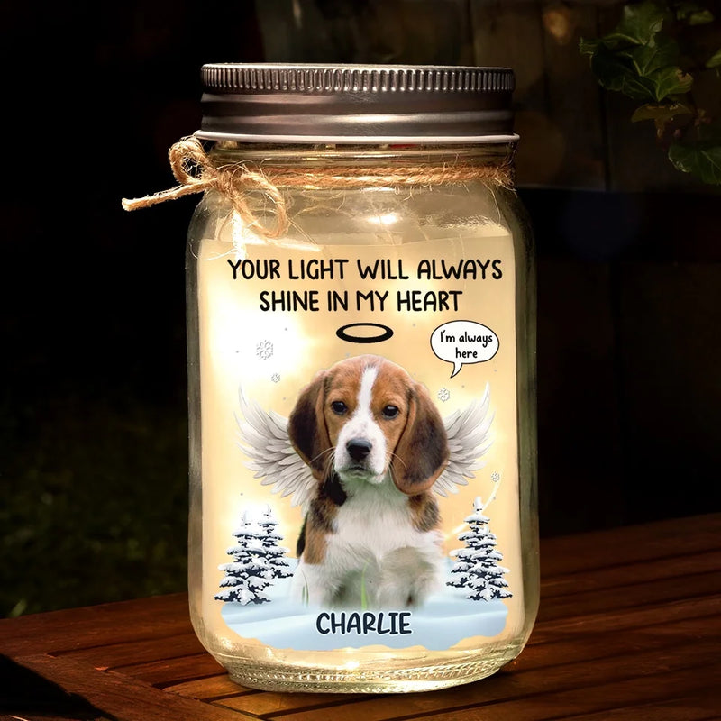 Custom Photo Your Spirit Will Always Run Free - Memorial Personalized Custom Mason Jar Light - Sympathy Gift For Pet Owners, Pet Lovers