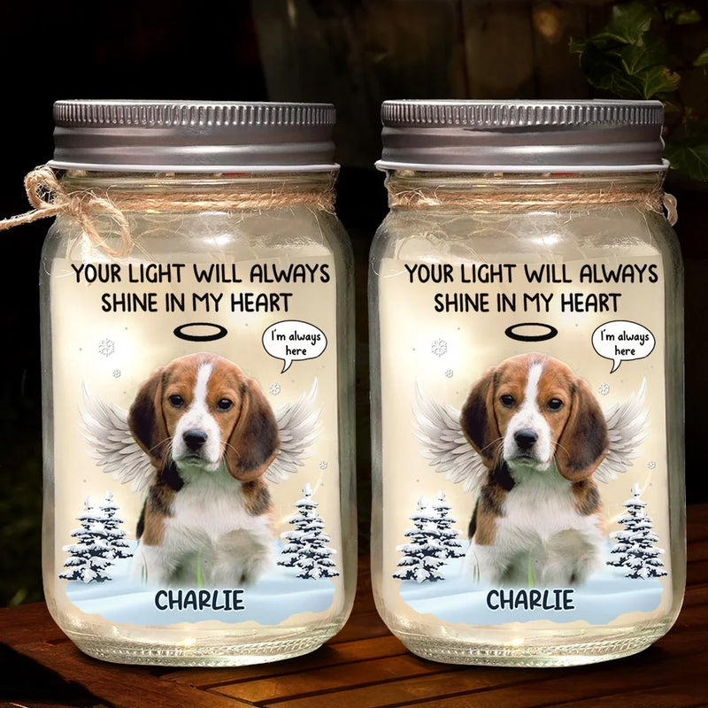 Custom Photo Your Spirit Will Always Run Free - Memorial Personalized Custom Mason Jar Light - Sympathy Gift For Pet Owners, Pet Lovers