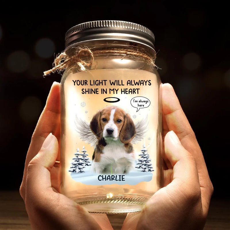 Custom Photo Your Spirit Will Always Run Free - Memorial Personalized Custom Mason Jar Light - Sympathy Gift For Pet Owners, Pet Lovers