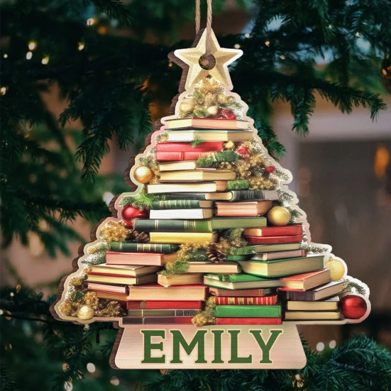 Snow Is Falling Books Are Calling - Personalized Custom Ornament - Wood Custom Shaped - Christmas Gift For Book Lovers