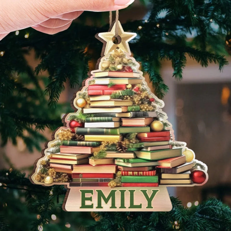 Snow Is Falling Books Are Calling - Personalized Custom Ornament - Wood Custom Shaped - Christmas Gift For Book Lovers