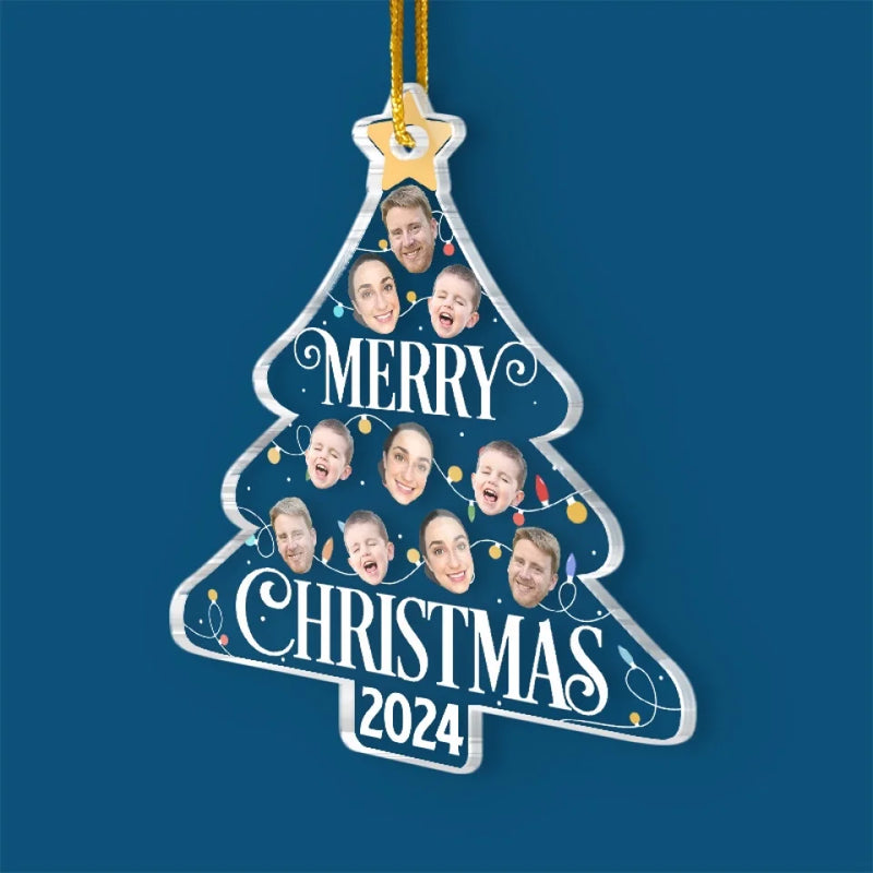 Custom Photo In Every Face, A Piece Of My Heart Lives - Family Personalized Custom Ornament - Acrylic Custom Shaped - Christmas Gift For Family Members