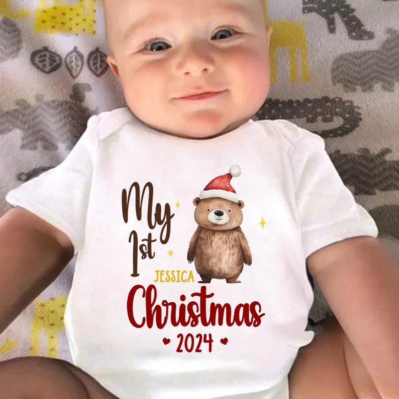 Rockin' Around The Christmas Tree With My Little One - Family Personalized Custom Baby Onesie - Christmas Gift For Baby Kids, Newborn Baby