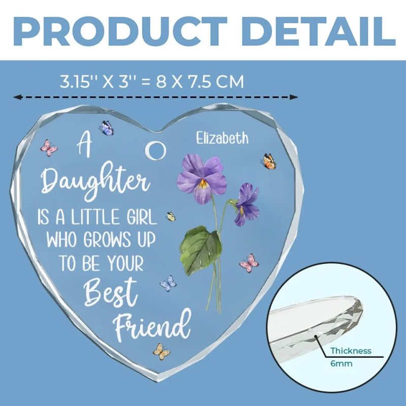 There Is No Better Friend Than A Daughter - Family Personalized Custom Heart Glass Ornament - Christmas Gift For Mom, Daughter