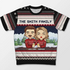 Together Is Our Favorite Place To Be This Christmas - Family Personalized Custom All Over Print Adult Short Sleeve Sweater - Christmas Gift For Family Members