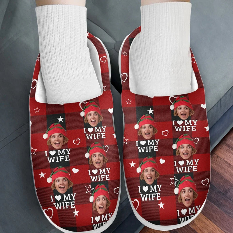 Custom Photo I Love You - Couple Personalized Custom Fluffy Slippers - Christmas Gift For Husband Wife, Anniversary