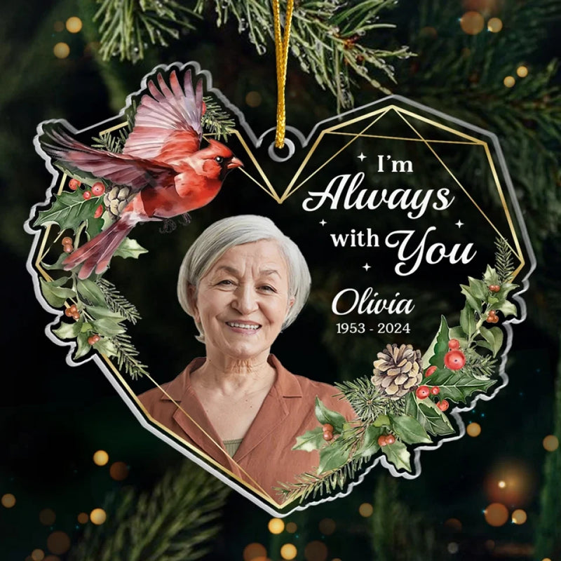 Custom Photo I'm Always With You - Memorial Personalized Custom Ornament - Acrylic Custom Shaped - Sympathy Gift, Christmas Gift For Family Members