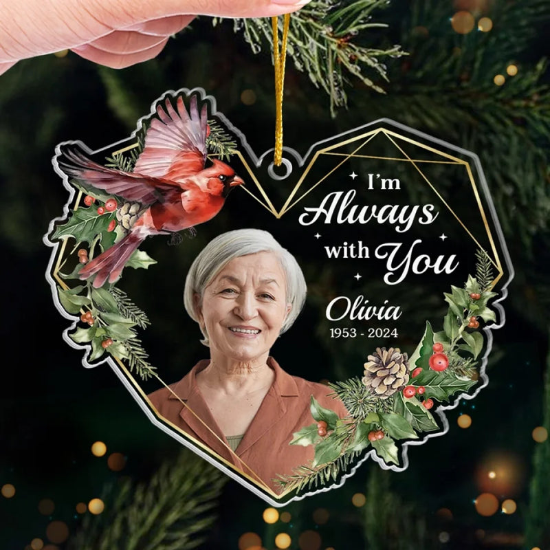Custom Photo I'm Always With You - Memorial Personalized Custom Ornament - Acrylic Custom Shaped - Sympathy Gift, Christmas Gift For Family Members