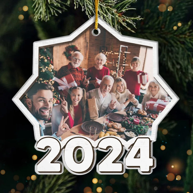 Custom Photo Family Is The Heart Of Christmas - Family Personalized Custom Ornament - Acrylic Custom Shaped - Christmas Gift For Family Members