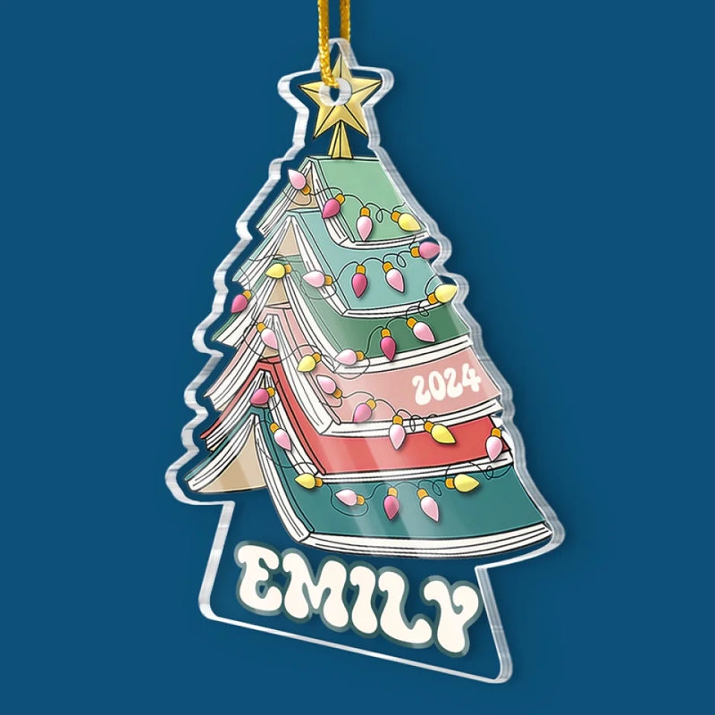 All Booked For Christmas - Personalized Custom Ornament - Acrylic Custom Shaped - Christmas Gift For Book Lovers
