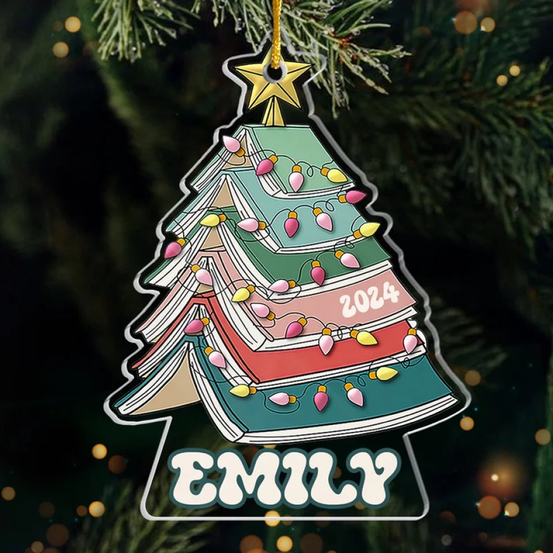 All Booked For Christmas - Personalized Custom Ornament - Acrylic Custom Shaped - Christmas Gift For Book Lovers