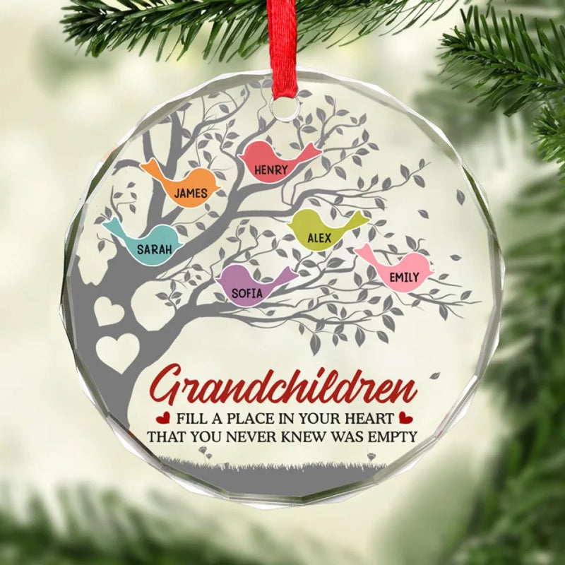 Grandkids Makes Life More Grand - Family Personalized Custom Circle Glass Ornament - Christmas Gift For Grandma
