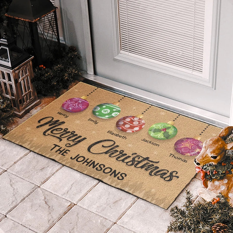 Have A Holly, Jolly Christmas - Family Personalized Custom Home Decor Decorative Mat - Christmas Gift For Family Members