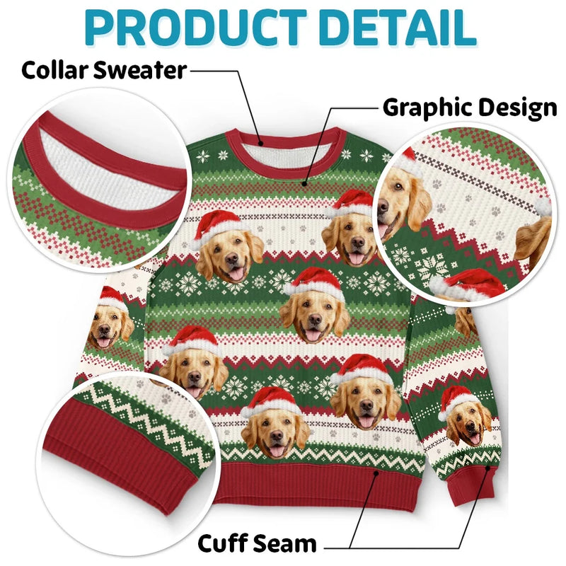 Custom Photo We Whisker You A Merry Christmas! - Dog & Cat Personalized Custom Ugly Sweatshirt - Unisex Wool Jumper - Christmas Gift For Pet Owners, Pet Lovers
