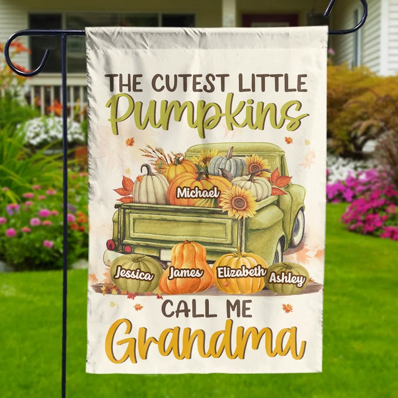 The Cutest Little Pumpkins - Family Personalized Custom Flag - Gift For Mom, Grandma