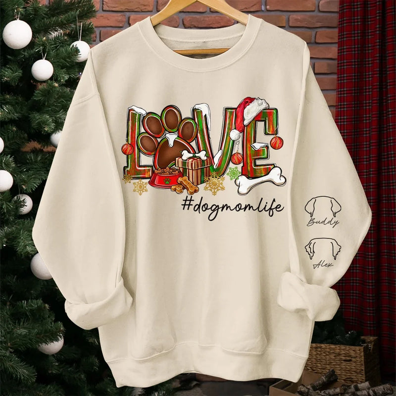 Paws And Joy, That’s My Christmas Cheer - Dog & Cat Personalized Custom Unisex Sweatshirt With Design On Sleeve - Christmas Gift For Pet Owners, Pet Lovers