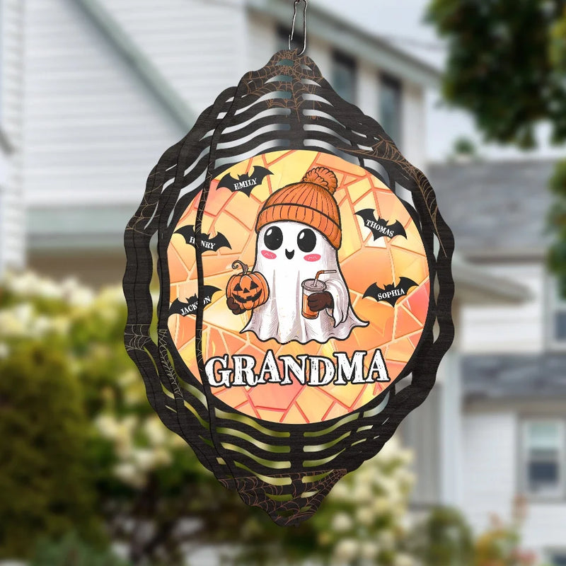 Too Much Of A Cutie To Be Spooky - Family Personalized Custom Wind Spinner - Halloween Gift For Mom, Grandma
