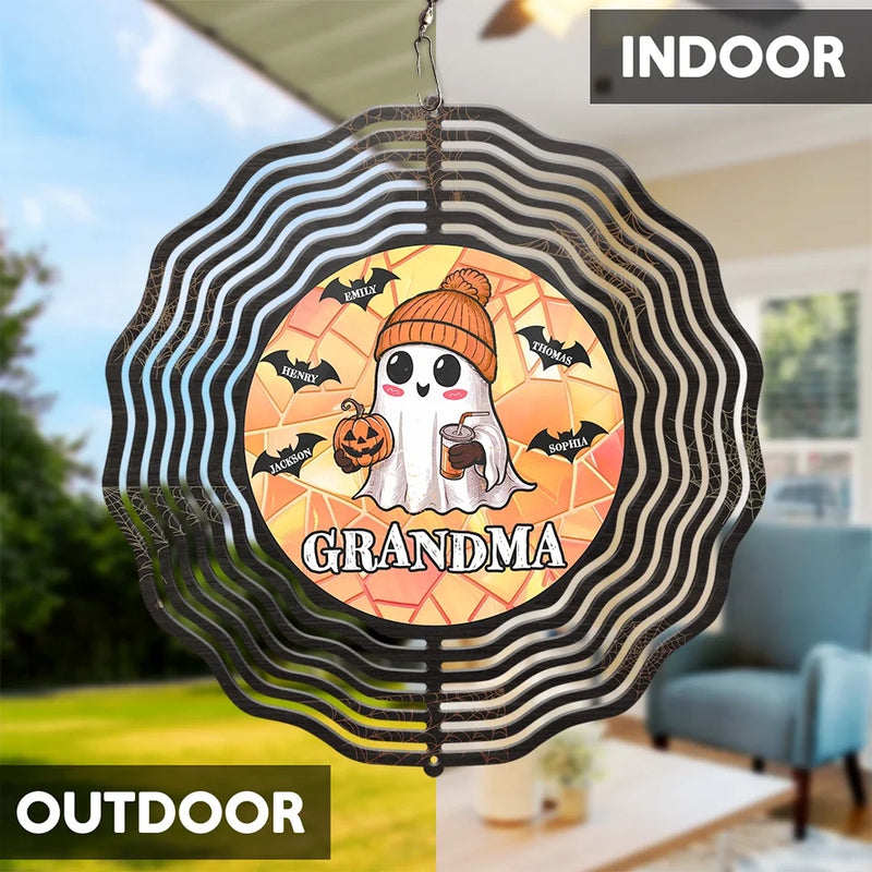 Too Much Of A Cutie To Be Spooky - Family Personalized Custom Wind Spinner - Halloween Gift For Mom, Grandma