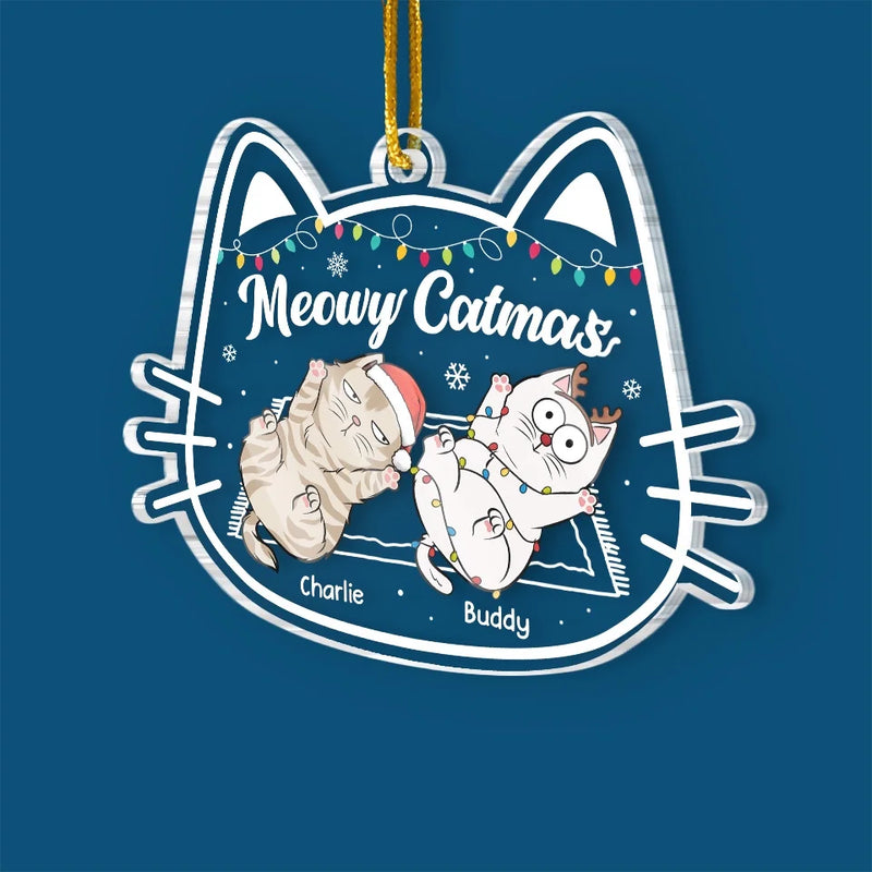 Paws And Reflect On The Joy Of The Holiday Season - Cat Personalized Custom Ornament - Acrylic Custom Shaped - Christmas Gift For Pet Owners, Pet Lovers