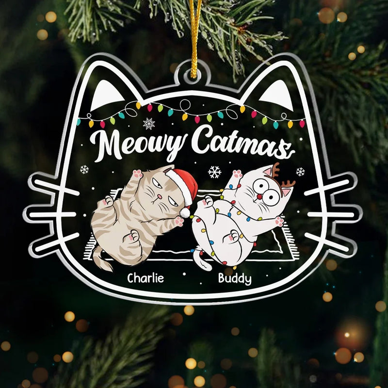 Paws And Reflect On The Joy Of The Holiday Season - Cat Personalized Custom Ornament - Acrylic Custom Shaped - Christmas Gift For Pet Owners, Pet Lovers