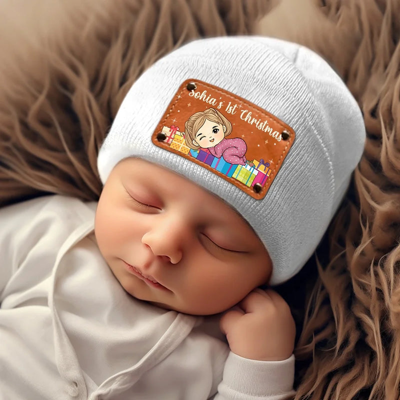 First Christmas Snuggles, First Christmas Giggles - Family Personalized Custom Baby Beanie Hat - Christmas Gift For Baby Kids, Newborn Baby