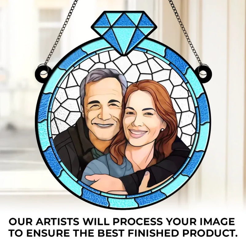 Custom Photo My Favorite Fairytale Is Our Love Story - Couple Personalized Window Hanging Suncatcher - Gift For Husband Wife, Anniversary
