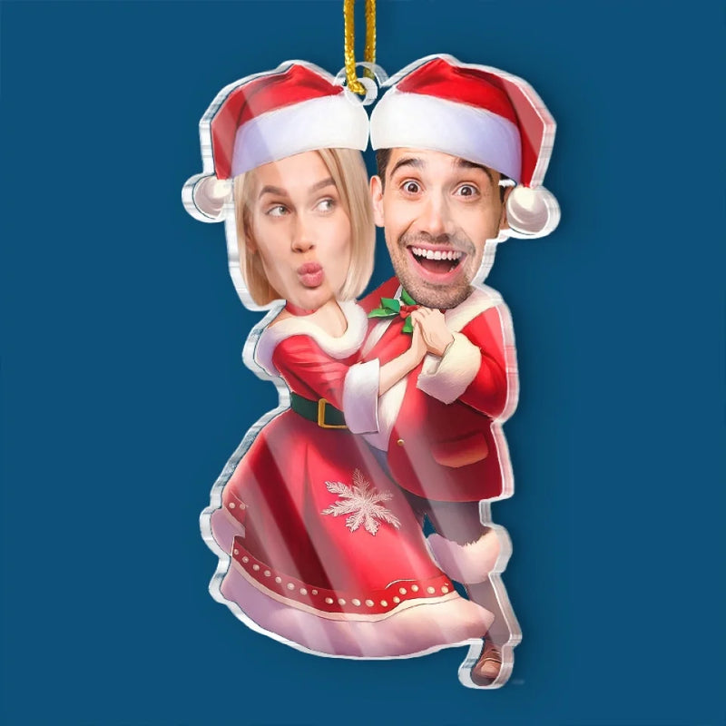 Custom Photo Tis The Season To Be Merry - Couple Personalized Custom Ornament - Acrylic Custom Shaped - Christmas Gift For Husband Wife, Anniversary
