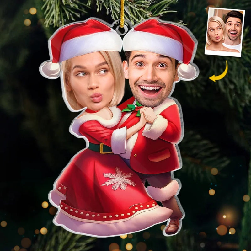 Custom Photo Tis The Season To Be Merry - Couple Personalized Custom Ornament - Acrylic Custom Shaped - Christmas Gift For Husband Wife, Anniversary
