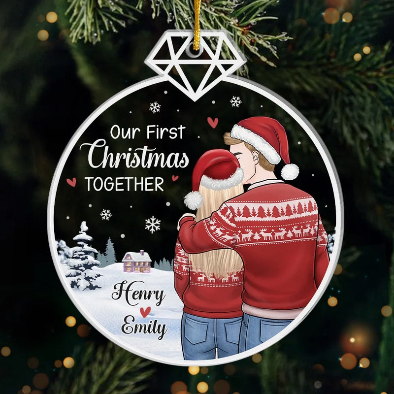 First Christmas, Forever Memories - Couple Personalized Custom Ornament - Acrylic Custom Shaped - Christmas Gift For Husband Wife, Anniversary, First Christmas