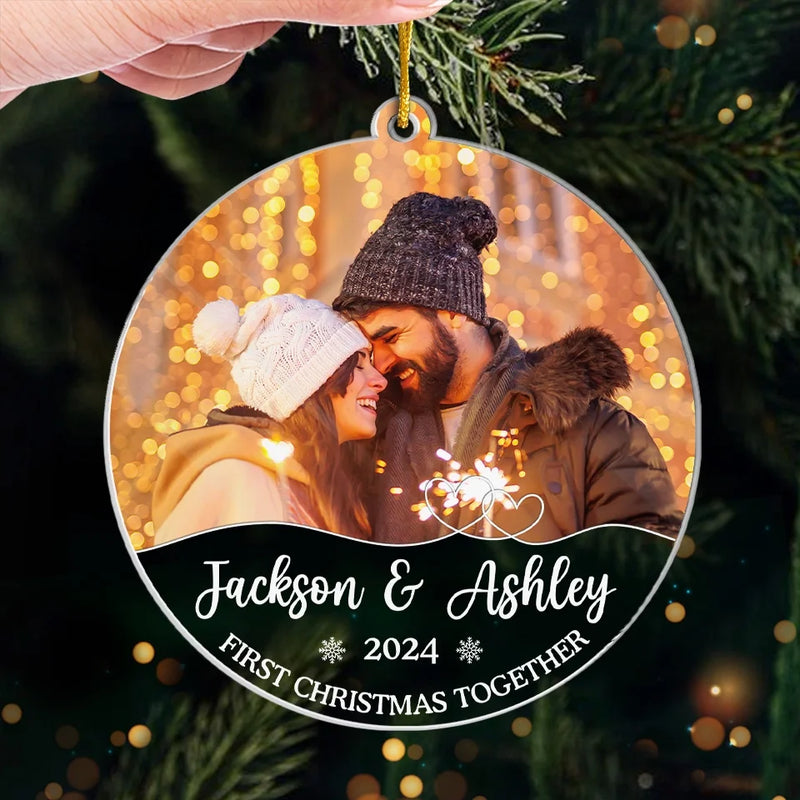 Custom Photo My Love For You Is Evergreen - Couple Personalized Custom Ornament - Acrylic Custom Shaped - Christmas Gift For Husband Wife, Anniversary, First Christmas