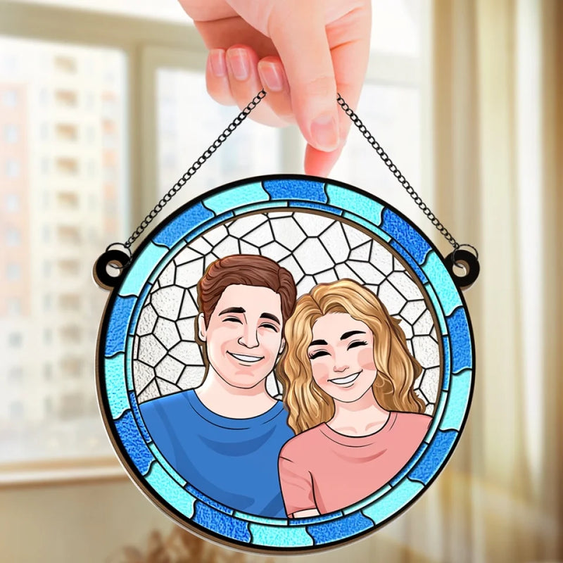 You Had Me At Hello - Couple Personalized Window Hanging Suncatcher Ornament - Christmas Gift For Husband Wife, Anniversary