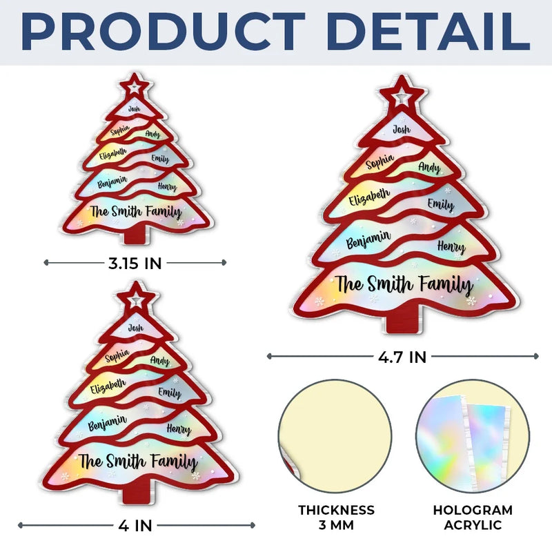 Family Brings Warmth To Christmas - Family Personalized Custom Hologram Ornament - Christmas Gift For Family Members