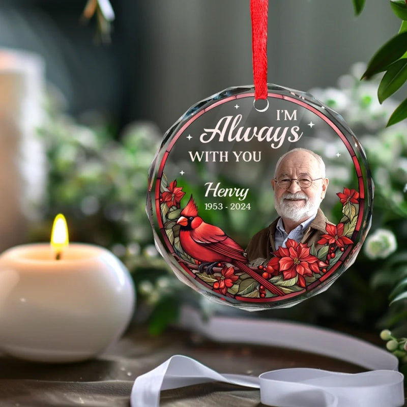 Custom Photo Your Presence Is Missed Daily - Memorial Personalized Custom Circle Glass Ornament - Sympathy Gift For Family Members