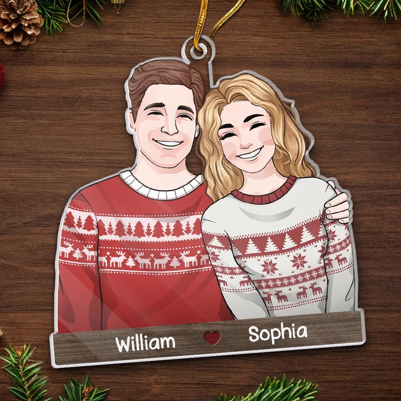 Sweater Weather Is Better Together - Couple Personalized Custom Ornament - Acrylic Custom Shaped - Christmas Gift For Husband Wife, Anniversary, First Christmas