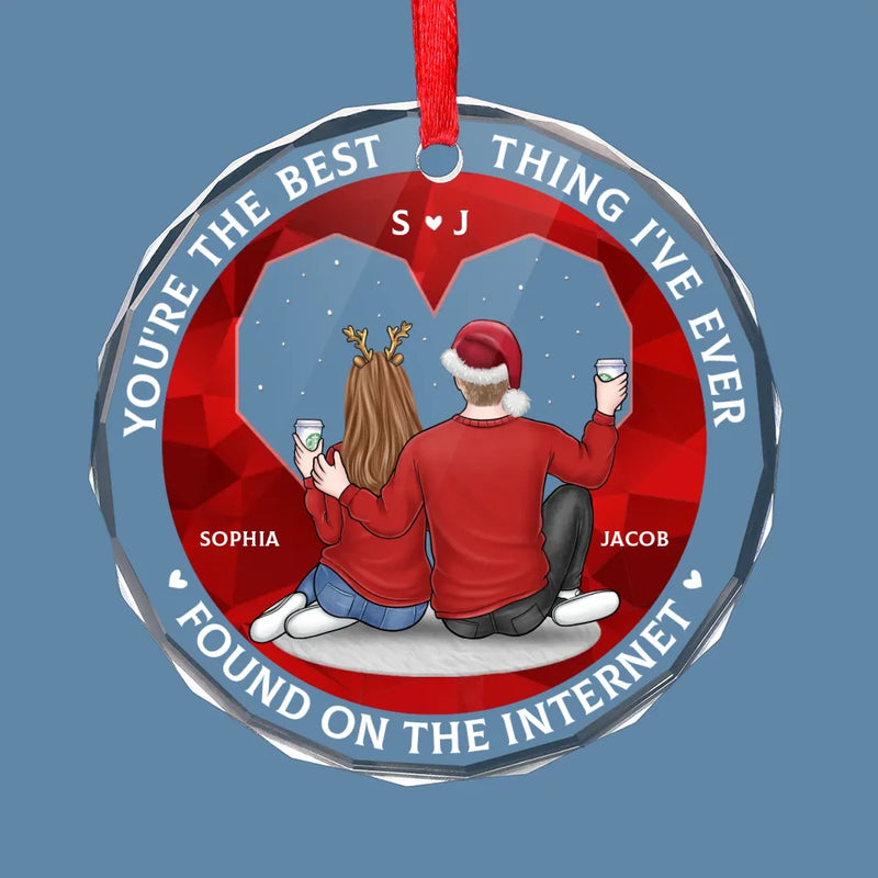 Wrapped In Your Love This Christmas - Couple Personalized Custom Circle Glass Ornament - Christmas Gift For Husband Wife, Anniversary