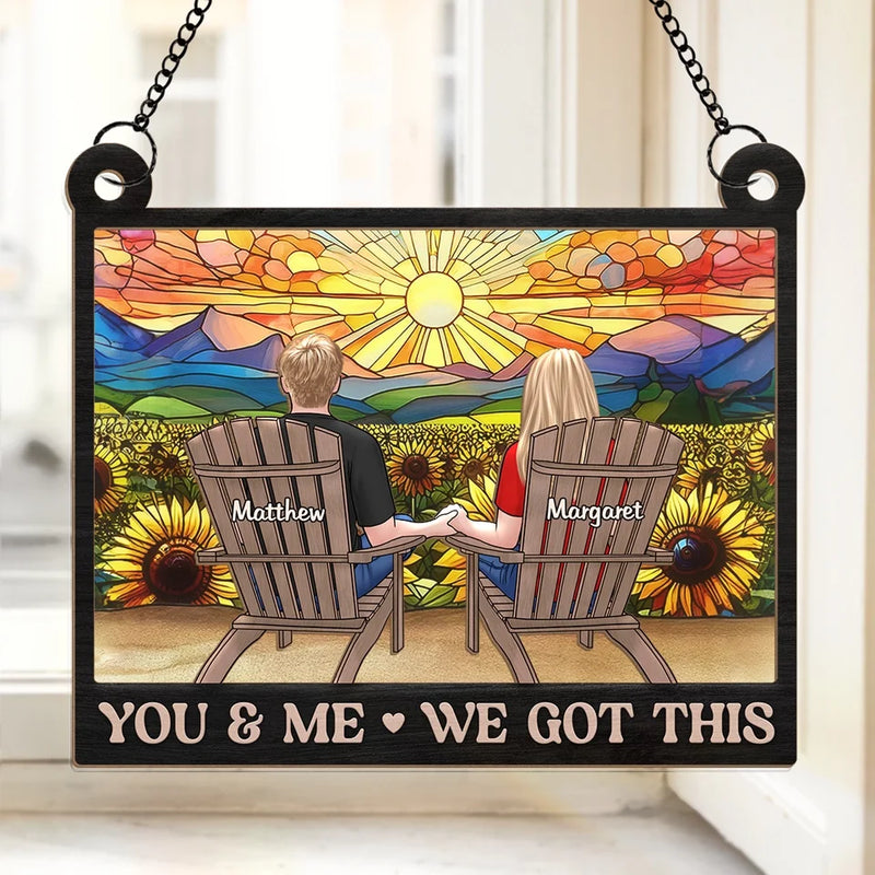 You Make The Season Bright - Couple Personalized Window Hanging Suncatcher Ornament - Christmas Gift For Husband Wife, Anniversary