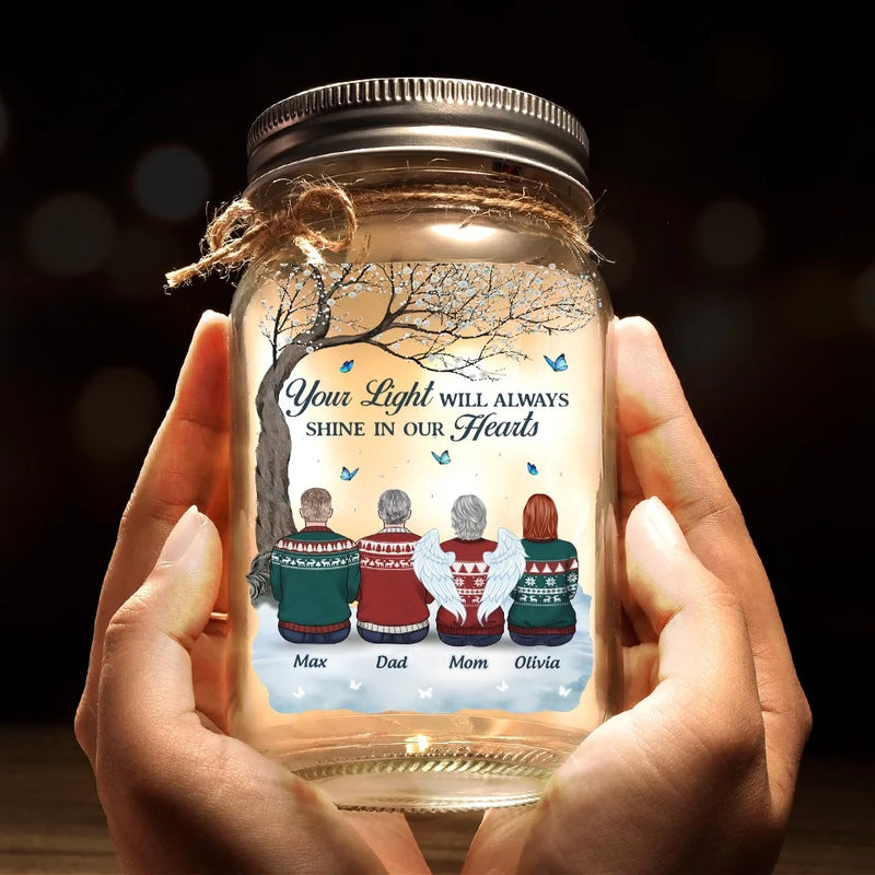 Wherever You Are, You Will Always Be In My Heart - Memorial Personalized Custom Mason Jar Light - Sympathy Gift, Christmas Gift For Family Members